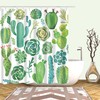 Natural Botanical Green Leaves and Palm Cactus Shower Curtain for Perfect Bathroom Decor