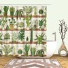 Natural Botanical Green Leaves and Palm Cactus Shower Curtain for a Cozy Bathroom Ambiance