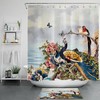 Natural Butterfly Peacock Floral Plant Shower Curtain - Bathroom Accessories