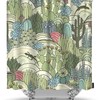 Natural Colored Cactus & Succulents Shower Curtain, Floral Landscape Bathroom Fabric Waterproof Curtain 