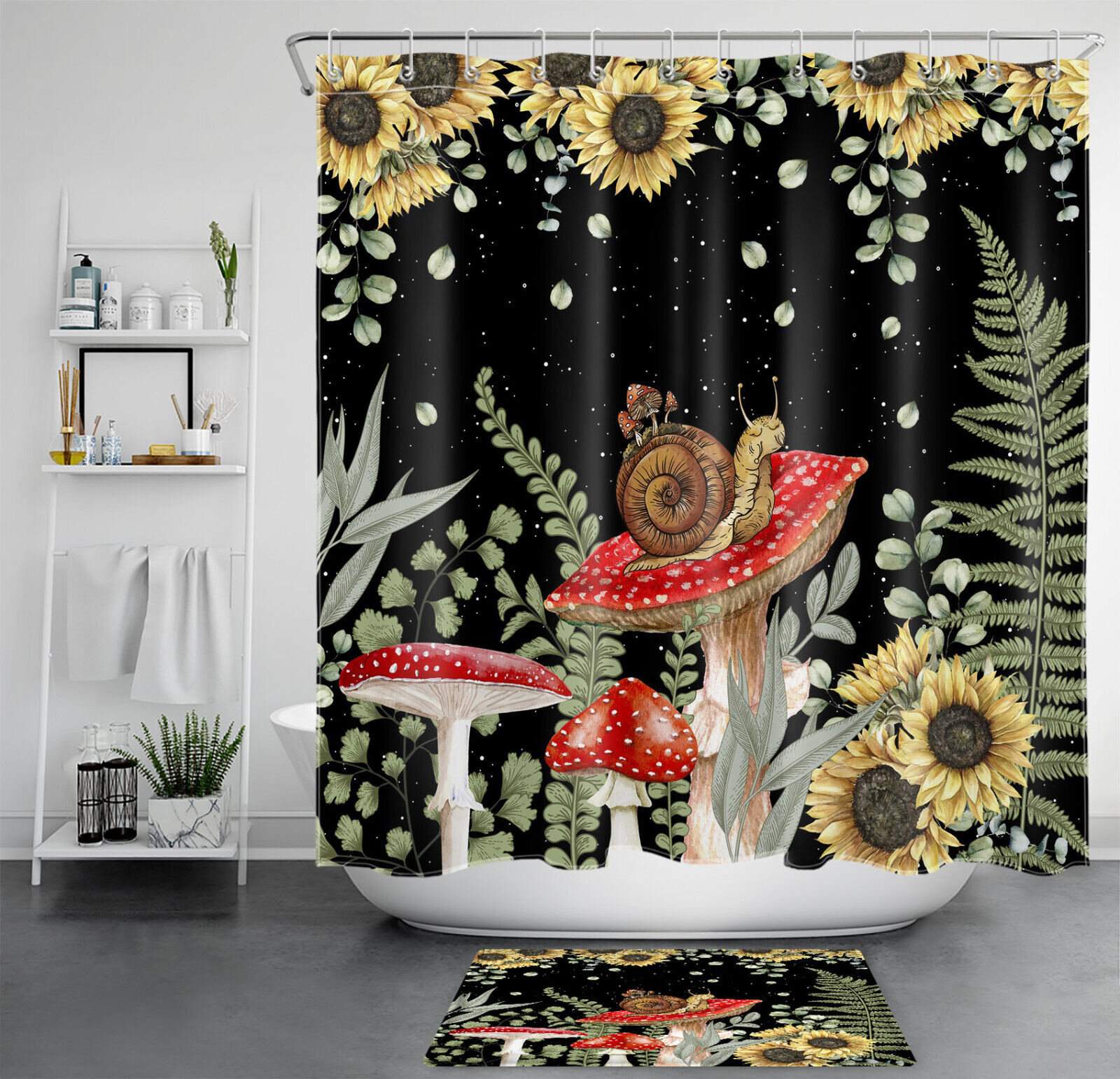 Natural Countryside Botanical Leaf Shower Curtain