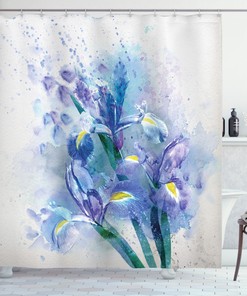 Natural Earth Print Floral Pattern And Irises Shower Curtain For A Beautiful Bathroom 