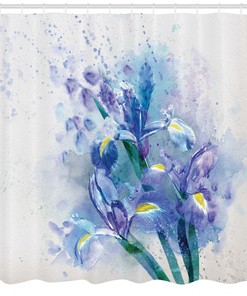 Natural Earth Print Floral Pattern And Irises Shower Curtain For A Beautiful Bathroom