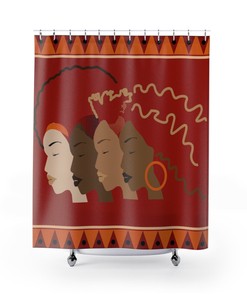 Natural Hairstyle Shower Curtain With African American Women'S Faces Profile
