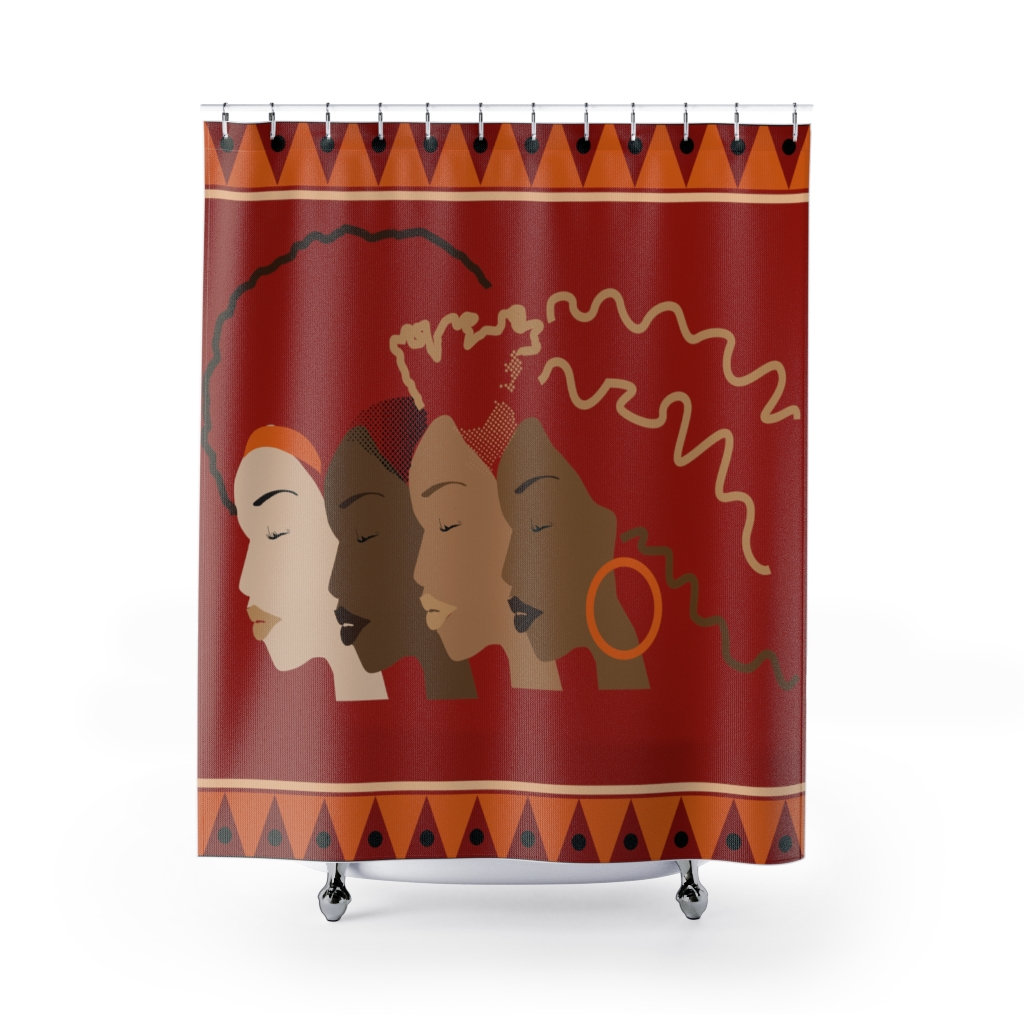 Natural Hairstyle Shower Curtain With African American Women'S Faces Profile