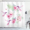 Natural Hummingbirds And Flowers Shower Curtain Kit - A Great Addition To Your Bathroom Decor