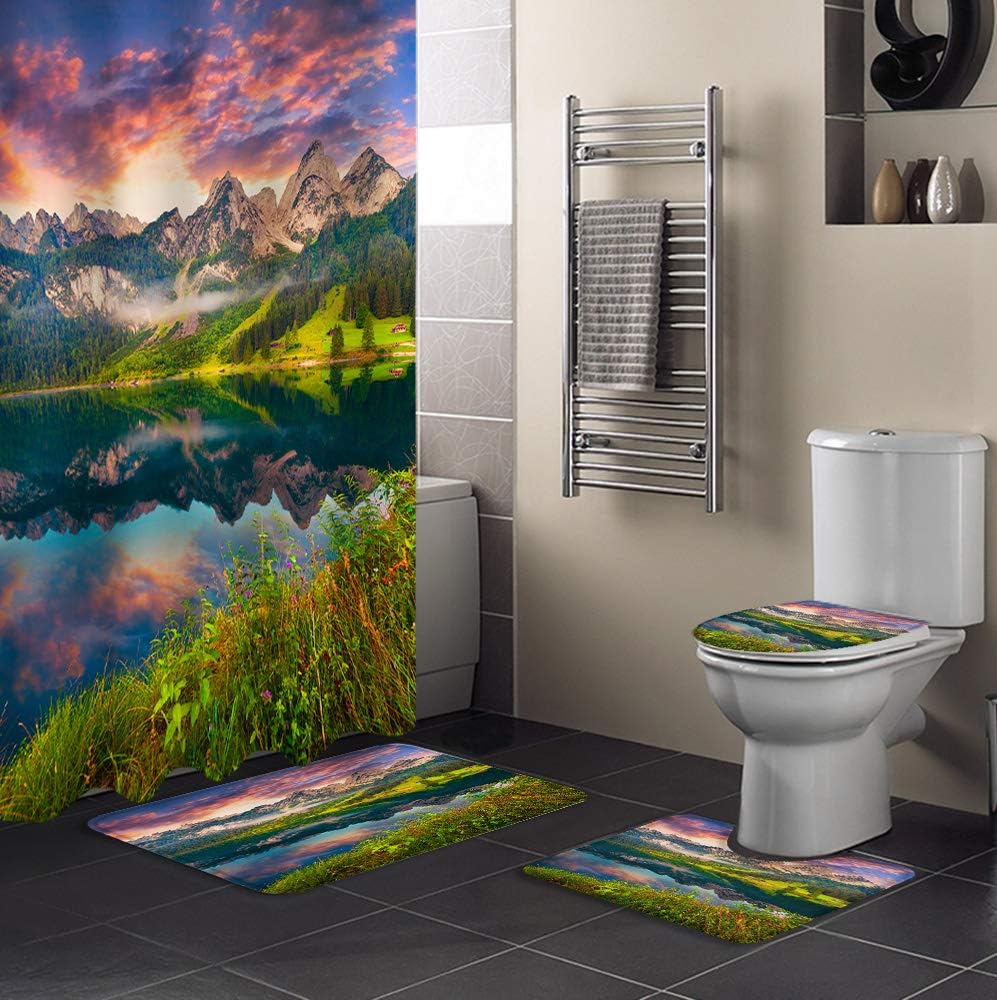 Natural Landscape Scenery Beautiful Dreamy Sundown Sunset Lake Shower Curtain Ideas