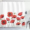 Natural Poppy Garden Floral Shower Curtain For Vintage Look