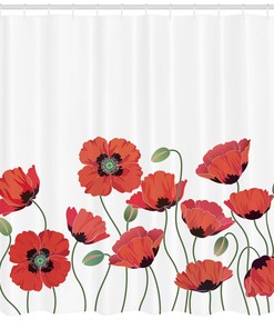 Natural Poppy Garden Floral Shower Curtain For Vintage Look