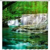 Natural Rainforest Forest Waterfall Shower Curtain With Green Trees And Tropical Jungle Scenery For Bathroom Decor