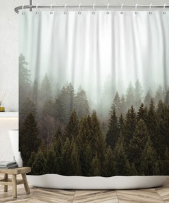Natural Scenery Shower Curtain With Forest Sunset Landscape - Forest Fairy Tales Shower Curtain