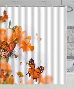 Natural Scenery Stone Green Plants Landscape Shower Curtain, Fabric Bathroom Decoration for Nature Lover