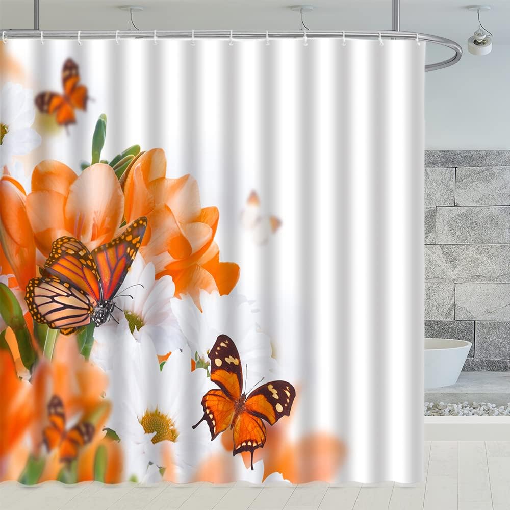 Natural Scenery Stone Green Plants Landscape Shower Curtain, Fabric Bathroom Decoration for Nature Lover