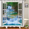 Natural Shower Curtain With Waterfall Pattern For Scenic Bathroom Decor