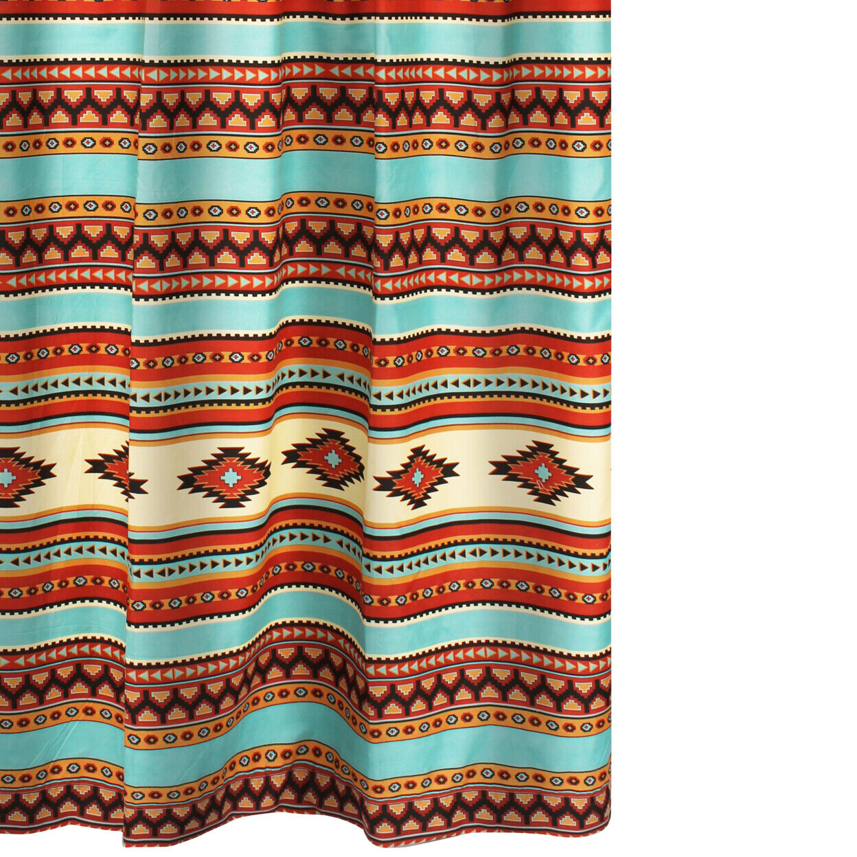 Natural Southwest Patterns Tagus Print Shower Curtain with Button Holes for Bathroom Decor