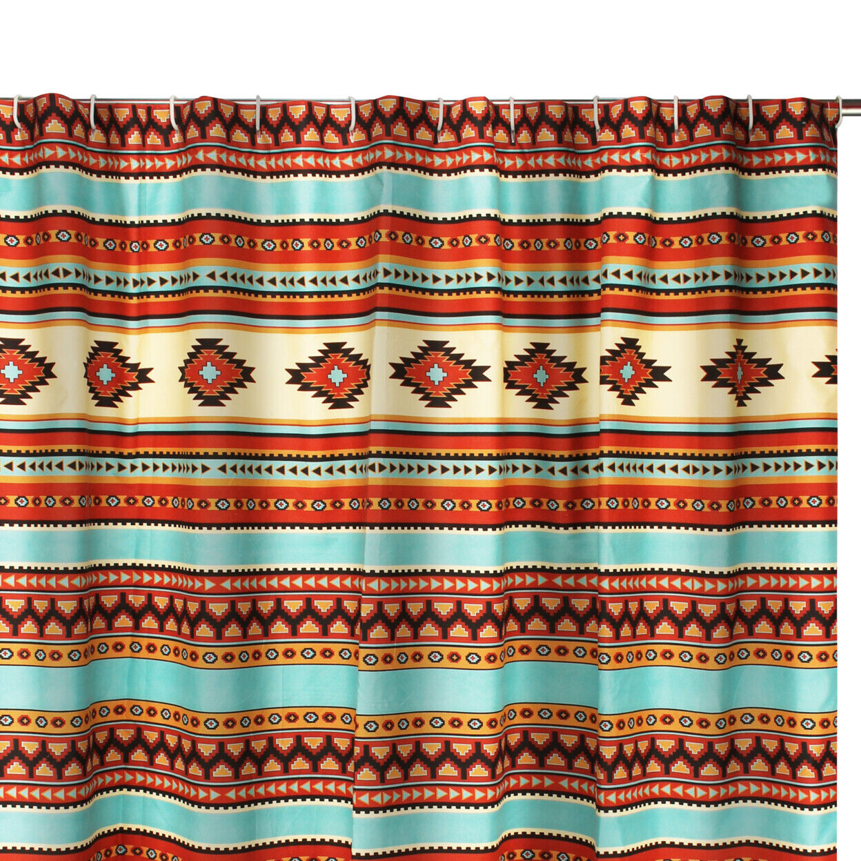 Natural Southwest Patterns Tagus Print Shower Curtain with Button Holes for Bathroom Decor