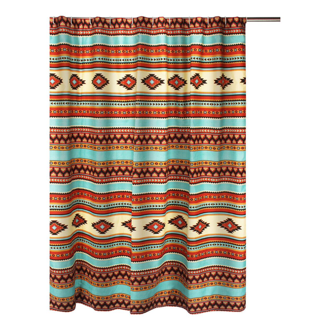 Natural Southwest Patterns Tagus Print Shower Curtain with Button Holes for Bathroom Decor