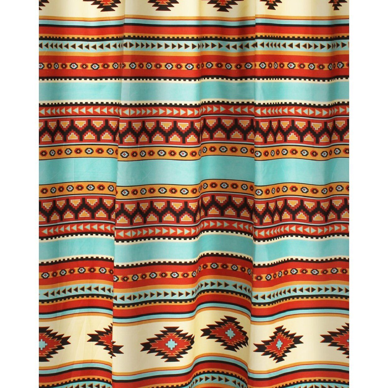 Natural Southwest Patterns Tagus Print Shower Curtain with Button Holes for Bathroom Decor