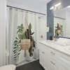 Natural Textures Boho Macrame Shower Curtain With Printed Tropical Plant And Minimalist Design