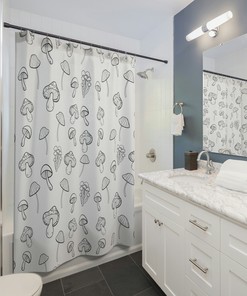 Natural Vibe Boho Mushroom Fungi Shower Curtain With Stylish And Neutral Bathroom Curtain