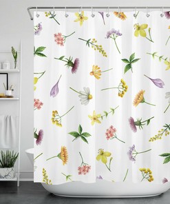 Natural Wildflower Shower Curtain - Elegant Botanic Bathroom Accents