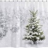Natural Winter Forest Snowflake Christmas Shower Curtain By Allenjoy - Waterproof And Durable Bathtub Sets