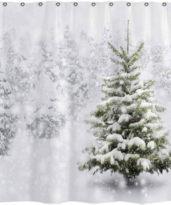 Natural Winter Forest Snowflake Christmas Shower Curtain By Allenjoy - Waterproof And Durable Bathtub Sets