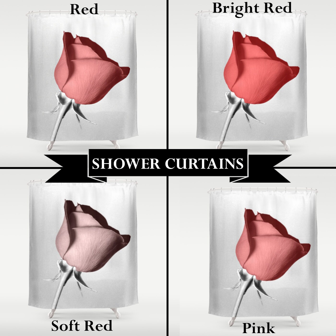 Natural and Gorgeous Rose Flower Shower Curtain for a Garden-like Bathroom Decor