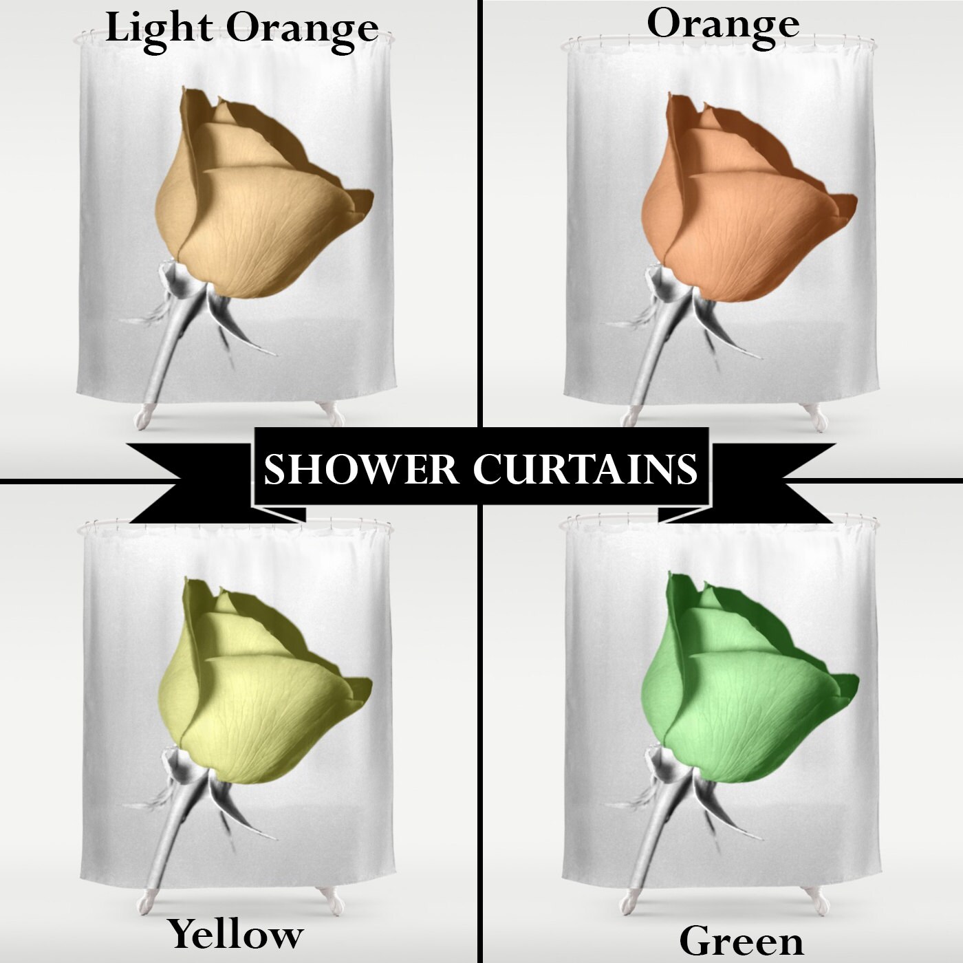 Natural and Gorgeous Rose Flower Shower Curtain for a Garden-like Bathroom Decor