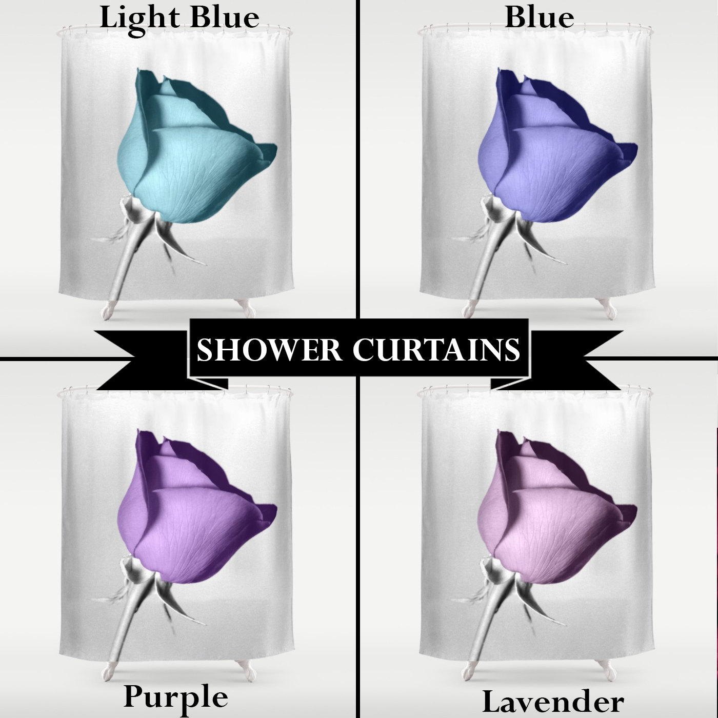 Natural and Gorgeous Rose Flower Shower Curtain for a Garden-like Bathroom Decor