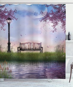 Nature Bank Flowing Moon River Print Shower Curtain - A Tranquil And Relaxing Design For Your Bathroom
