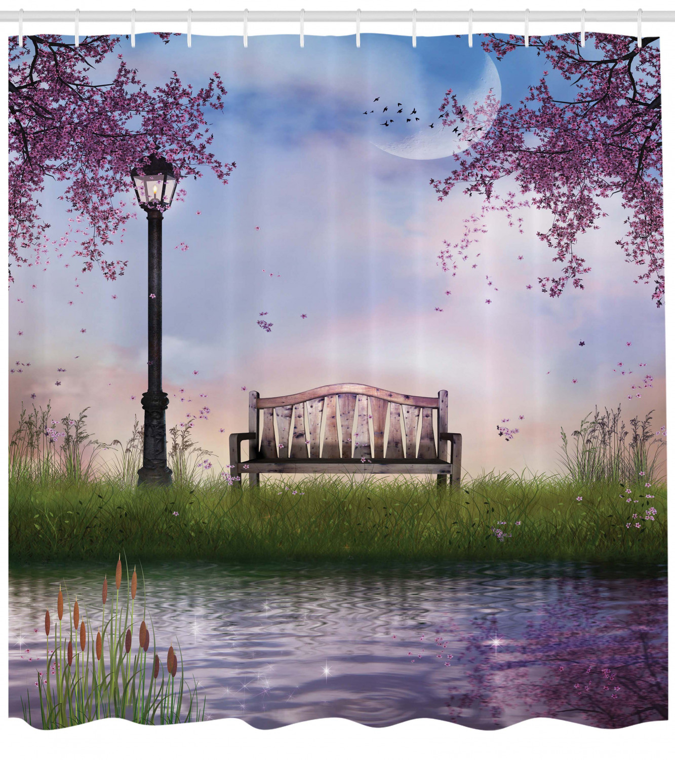 Nature Bank Flowing Moon River Print Shower Curtain - A Tranquil And Relaxing Design For Your Bathroom - Image 4