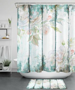 Nature Botanical Rustic Board Shower Curtain for Bathroom Decor