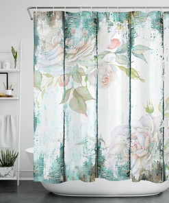 Nature Botanical Rustic Board Shower Curtain for Bathroom Decor