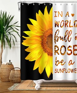Nature Botanical Rustic Floral Shower Curtain with Sunflowers for Bathroom Homes