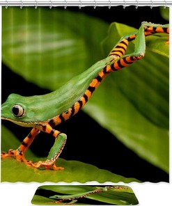 Nature Forest Frog Animal Waterproof Shower Curtain Bathroom Decor