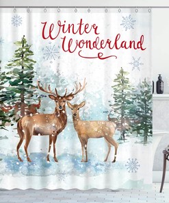 Nature Forest Snowy Scenery Winter Shower Curtain