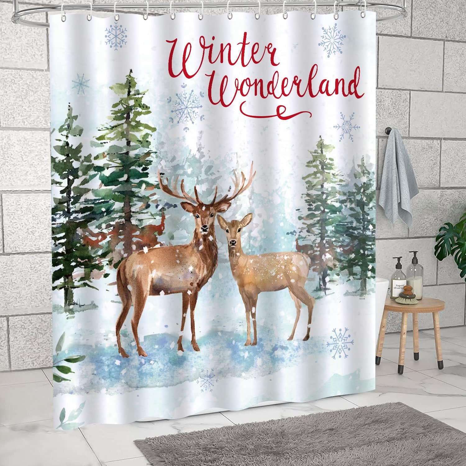 Nature Forest Snowy Scenery Winter Shower Curtain