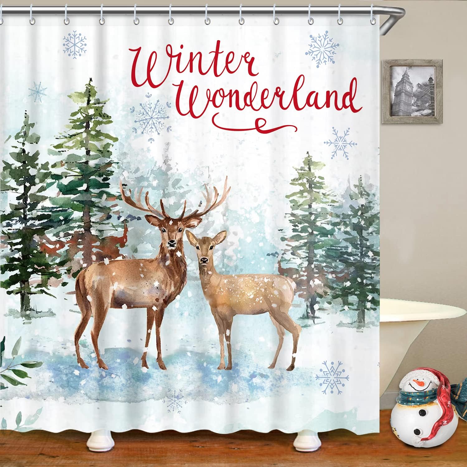 Nature Forest Snowy Scenery Winter Shower Curtain