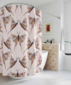Nature Gift: Butterfly And Botanical Shower Curtain For Bathroom Decor
