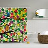 Nature Inspired Bird and Owl Shower Curtain with Geometric Tree of Life Design