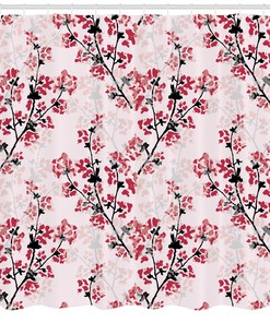 Nature Inspired Branches Floral Shower Curtain For Bathroom