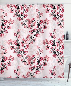 Nature Inspired Branches Floral Shower Curtain For Bathroom