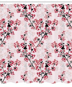 Nature Inspired Branches Floral Shower Curtain For Bathroom