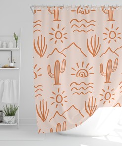 Nature Line Art Boho Bohemian Design Shower Curtain