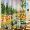 Nature Lover'S Dream Shower Curtain With Peaceful Deer And Forest Scene - Fabric