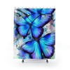 Nature Lovers Blue Butterfly Print Shower Curtain For Bathroom Decor