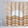 Nature Lovers' Boho Mid-Century Shower Curtain With Mountain And Sunrise Sunset Abstract Pattern