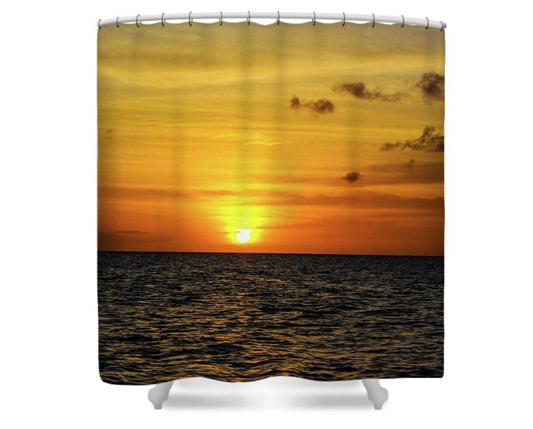 Nature Lovers Tropical Sunset Art Bathroom Shower Curtain