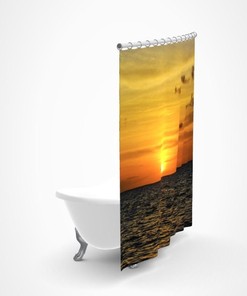 Nature Lovers Tropical Sunset Art Bathroom Shower Curtain